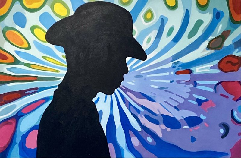Silhouette In Colorful Background