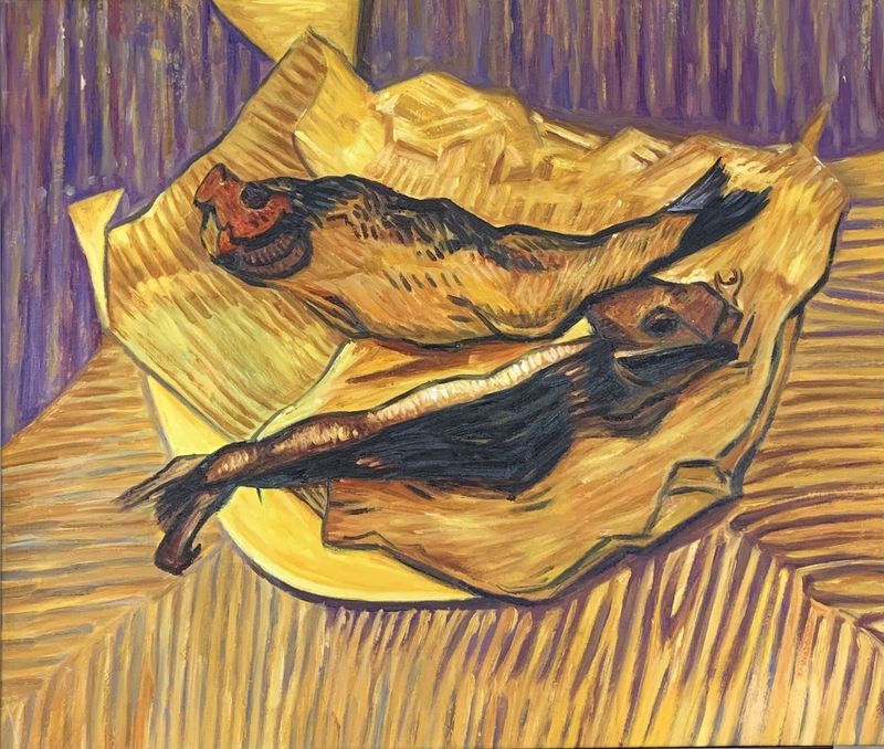 Bloaters On A Piece Of Yellow Paper