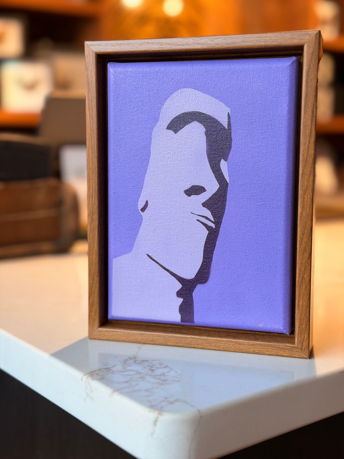 Marcus Moss Moai Statues - Original 5x7, Color: Purple