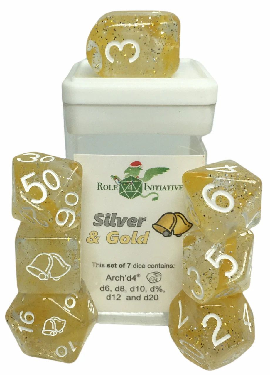 Silver and Gold Dice (Set of 7)