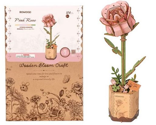 Wooden Bloom Pink Rose