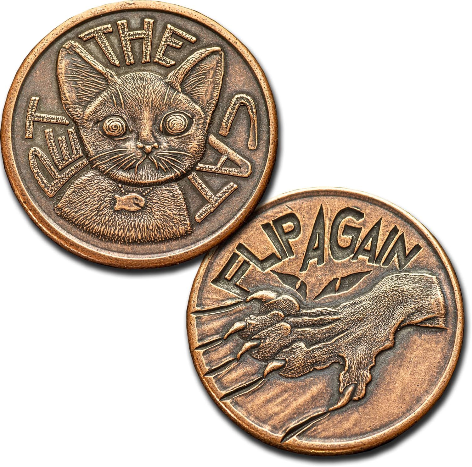 Pet the Cat / Flip Again Copper Decision Maker Coin