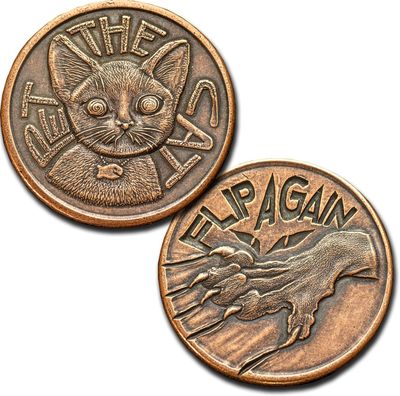 Pet the Cat / Flip Again Copper Decision Maker Coin