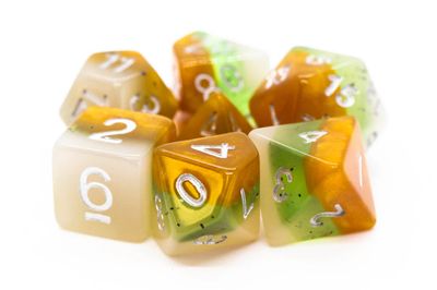 7 Piece DnD RPG Dice Set: Gradients - Kiwi Fruit