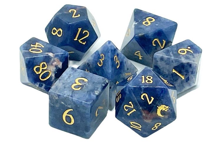 7 Piece DnD RPG Gemstone Dice Set: Bluestone