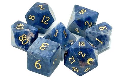 7 Piece DnD RPG Gemstone Dice Set: Bluestone