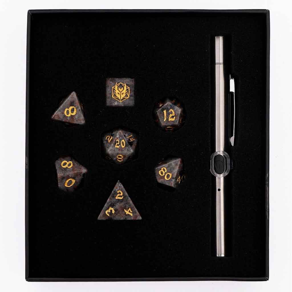 Dragon's Hoard Gem Stone Polyhedral Dice Set - Yooperlight UV Light Reactive