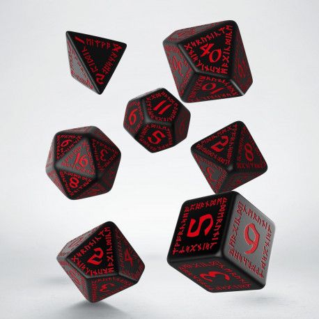 Classic Runic Black &amp; Red Dice Set (7)