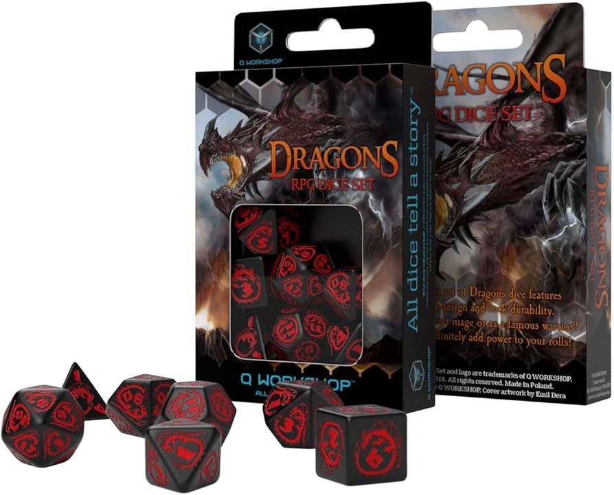 Dragons Black &amp; Red Dice Set (7)