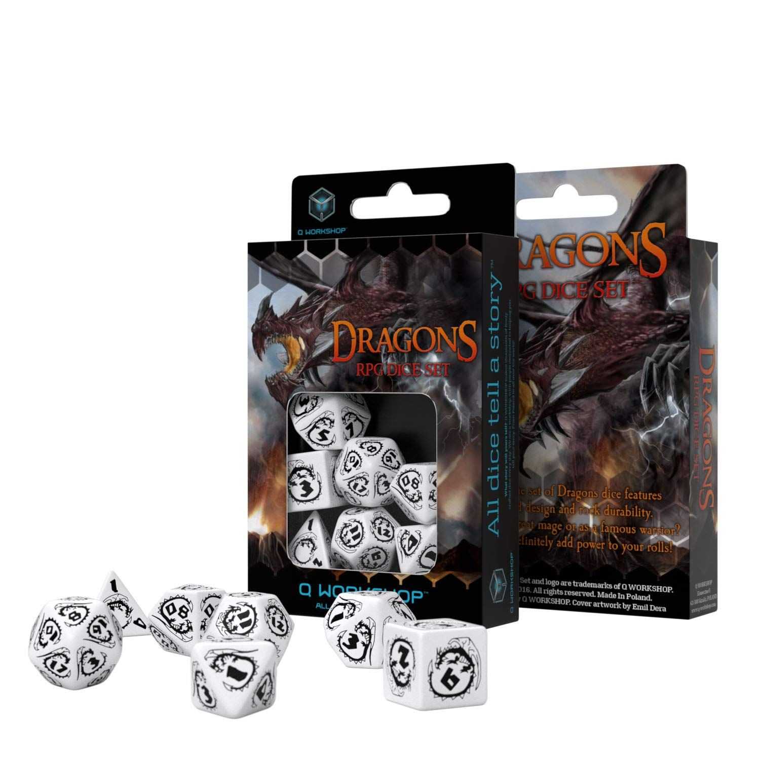 Dragons Black &amp; White Dice Set (7)