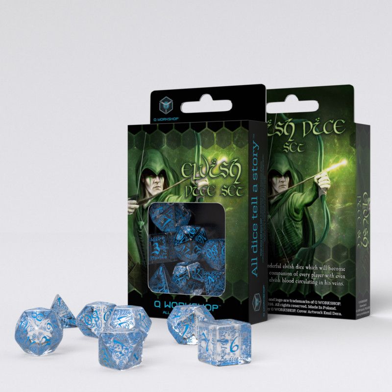 Elvish Translucent/Blue Dice Set (7)