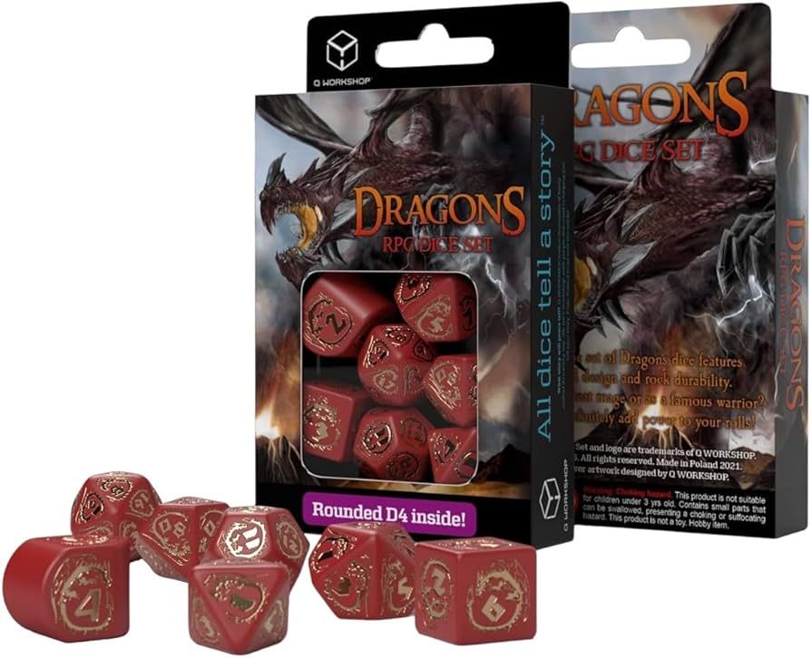 Dragons Modern Dice Set Red &amp; gold