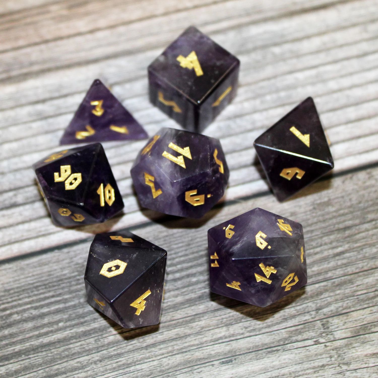 Amethyst Gemstone Dice Set