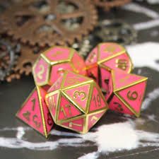 Metal Imperial Pink Glow Dice Set