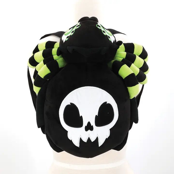 Glow in the Dark Skull Spider Plush Backpack in Polyester