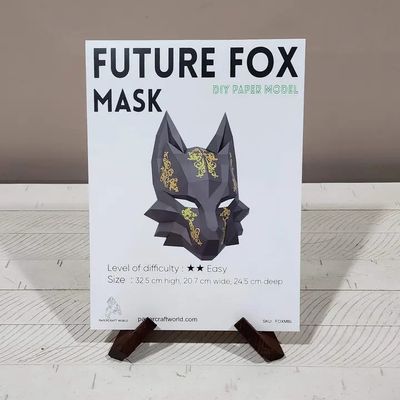 3D PaperCraft: Futuristic Fox Mask - Black