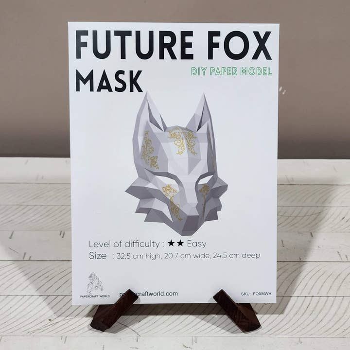 3D PaperCraft: Futuristic Fox Mask - White