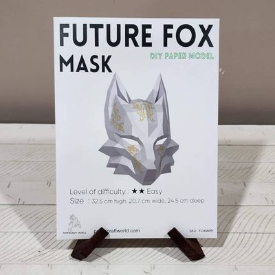 3D PaperCraft: Futuristic Fox Mask - White