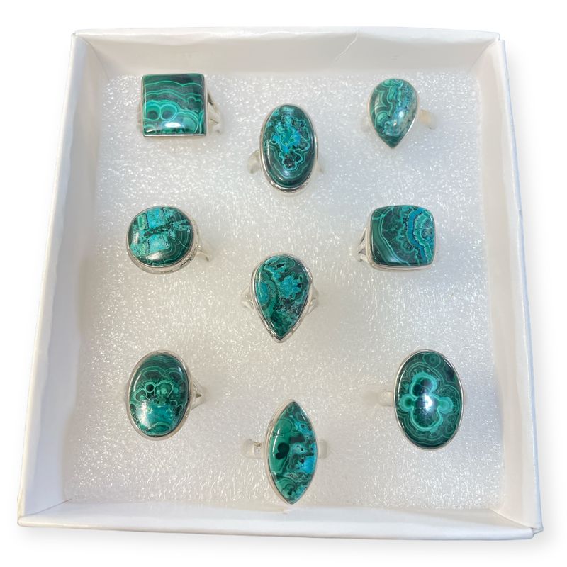 Malachite in Chrysocolla Sterling Silver Ring