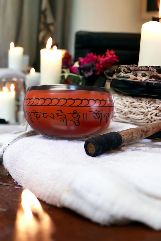 Singing Bowl Orange w/ Striker 8&quot;