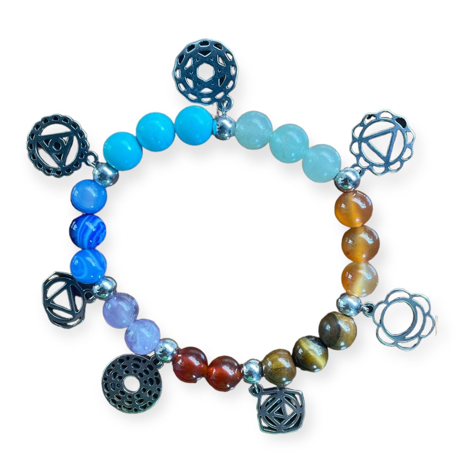 Chakra Bracelet w/Chakra Symbol Charms
