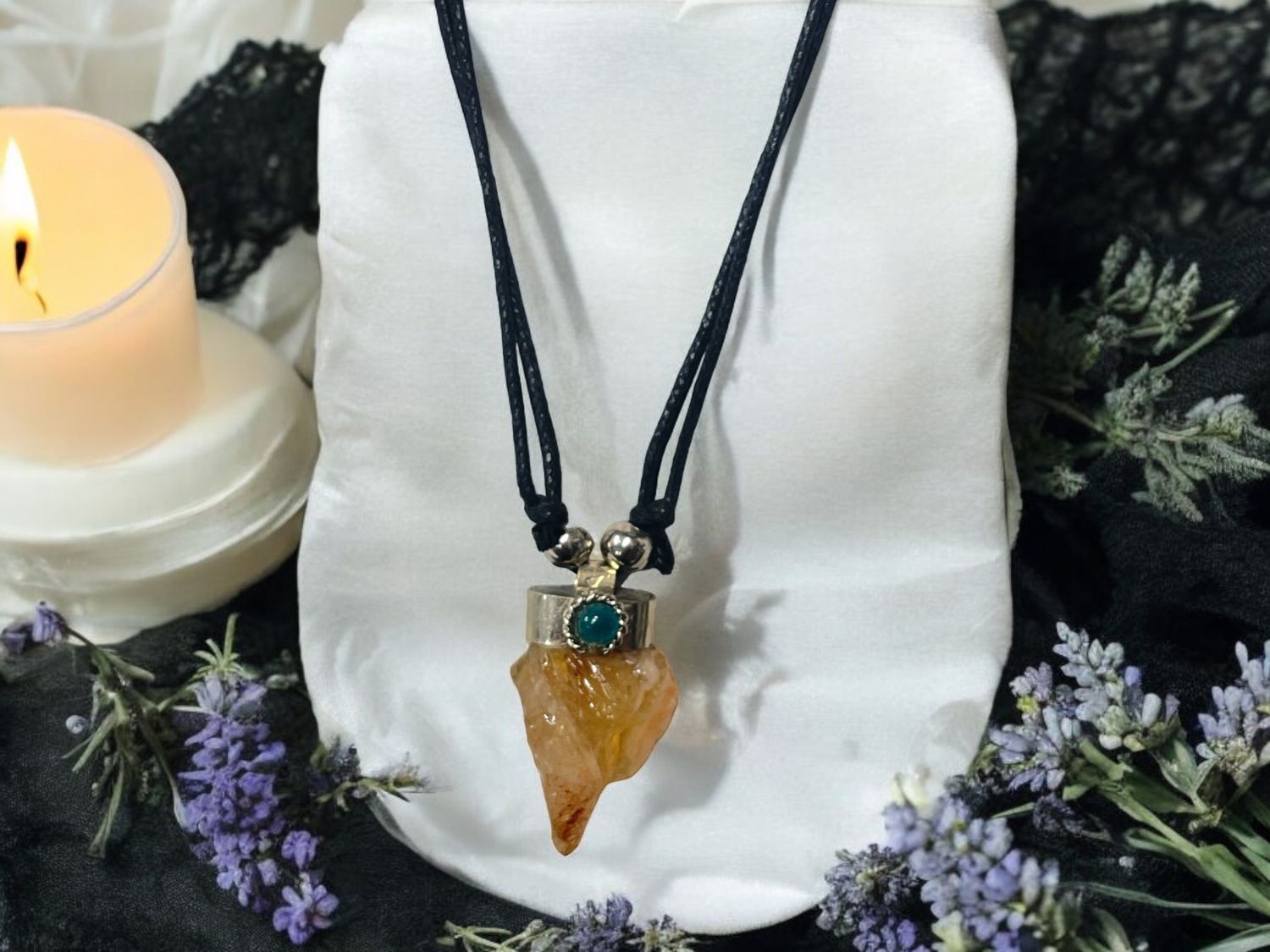 Citrine Raw Stone Pendant Necklace