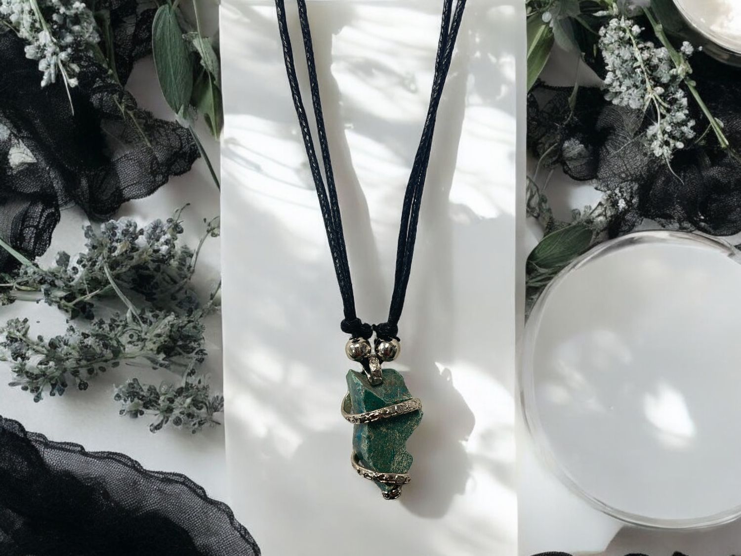Chrysocolla Raw Stone Pendant Necklace