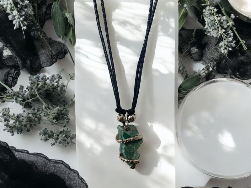 Chrysocolla Raw Stone Pendant Necklace