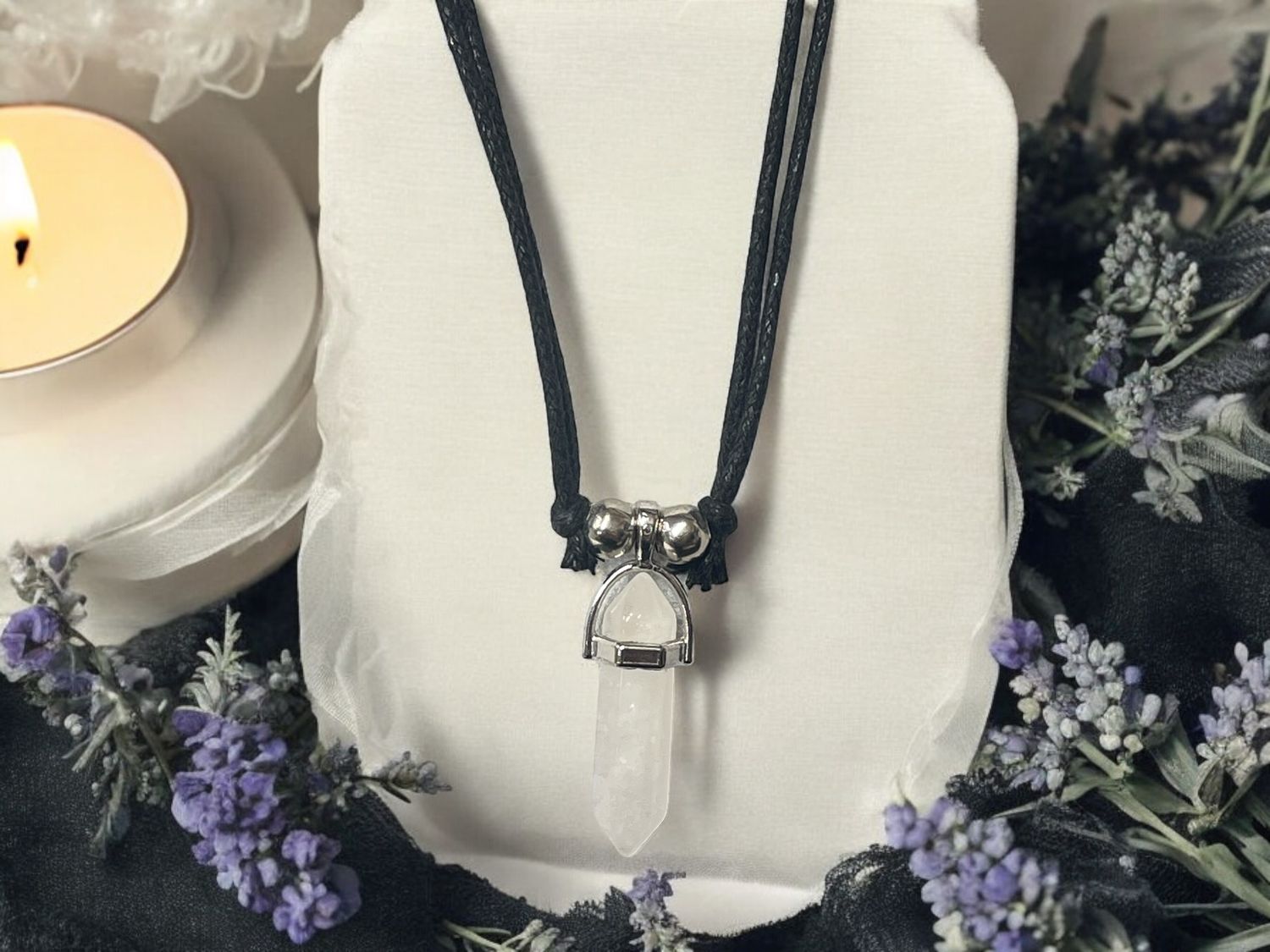 Quartz Double Pointed Stone Pendant Necklace