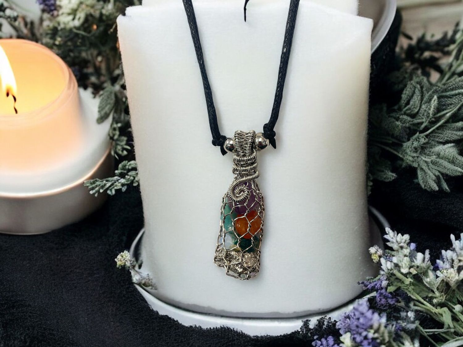 Basket Weave Mixed Gemstone Chip Necklace