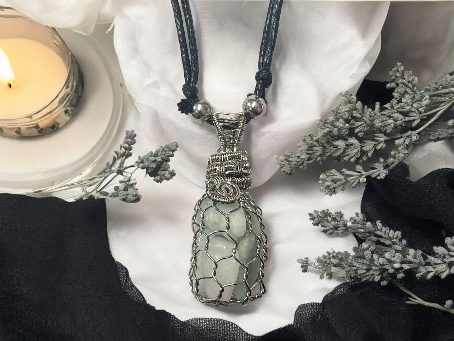 Basket Weave Amazonite Chip Necklace