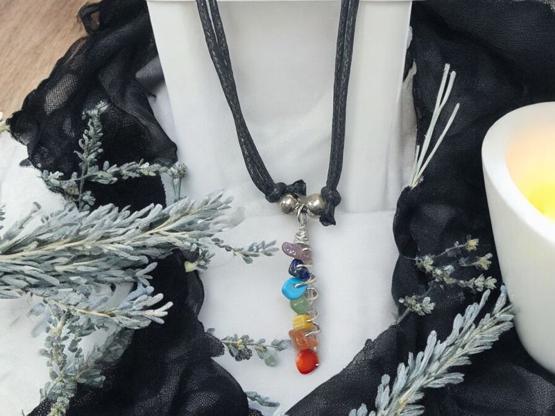 Chakra on Quartz Wire Wrapped Pendant Necklace
