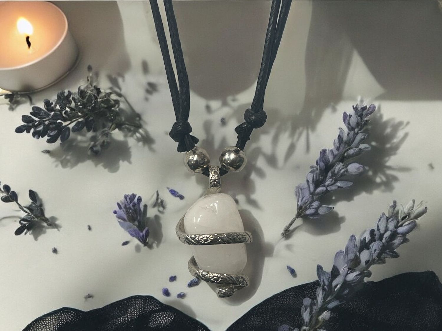 Snow Quartz Wrapped Pendant Necklace