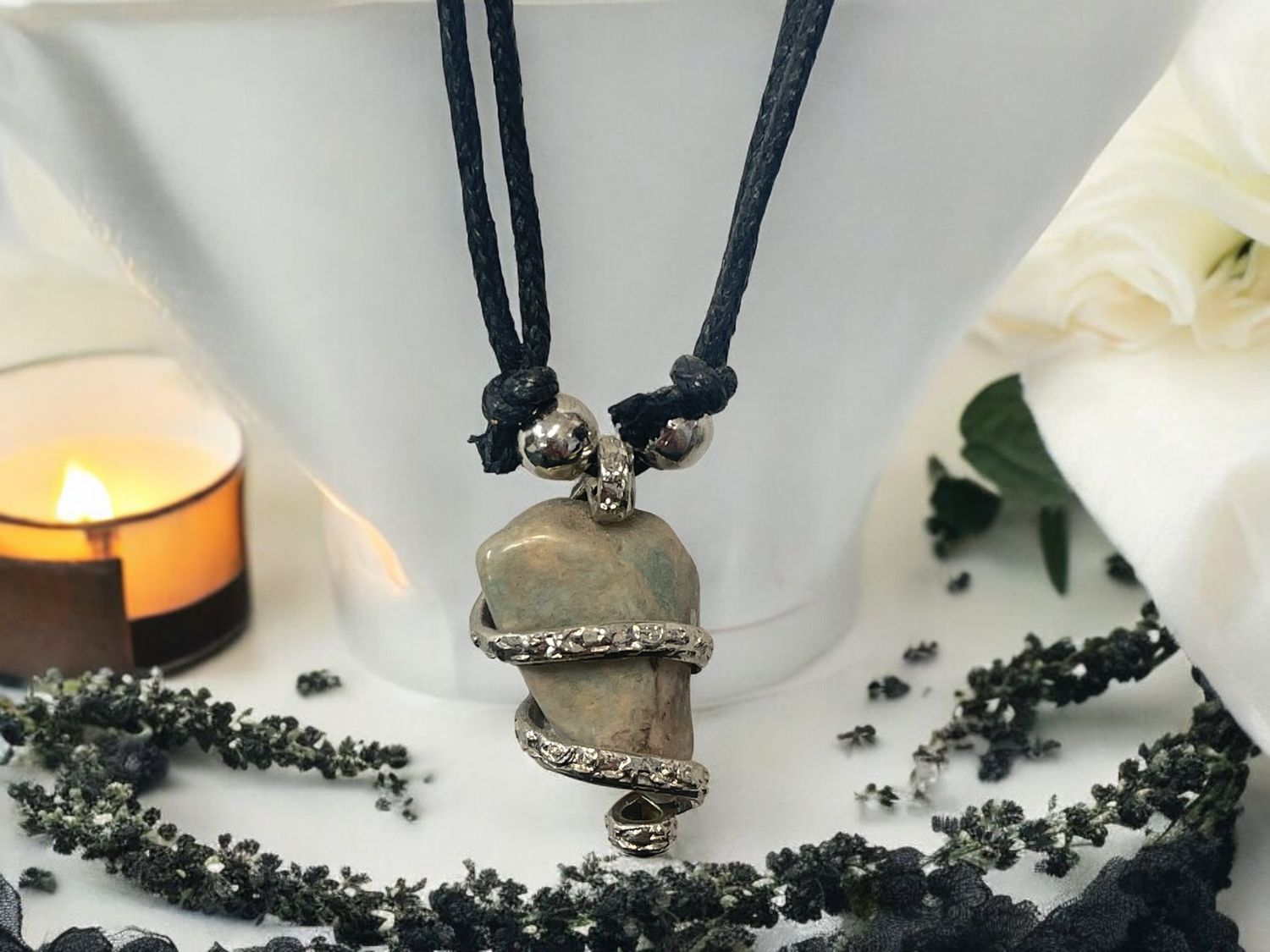 Amazonite Wrapped Pendant Necklace