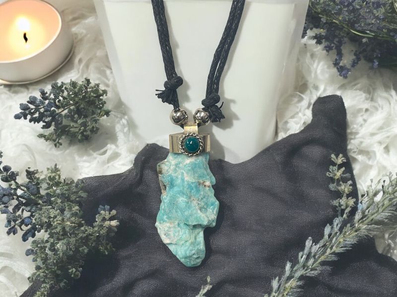 Raw Amazonite Pendant Necklace