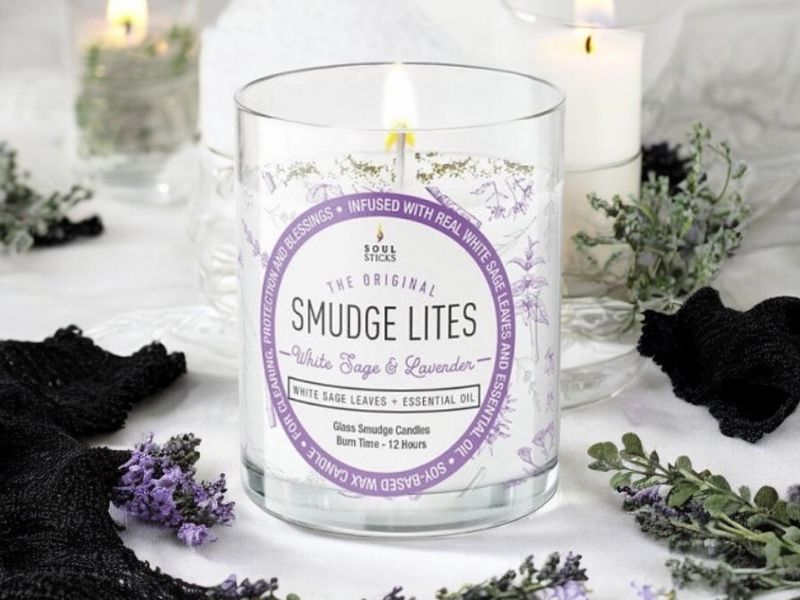 White Sage &amp; Lavender Votive Smudge Candle