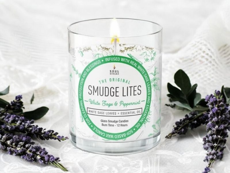 White Sage &amp; Peppermint Votive Smudge Candle