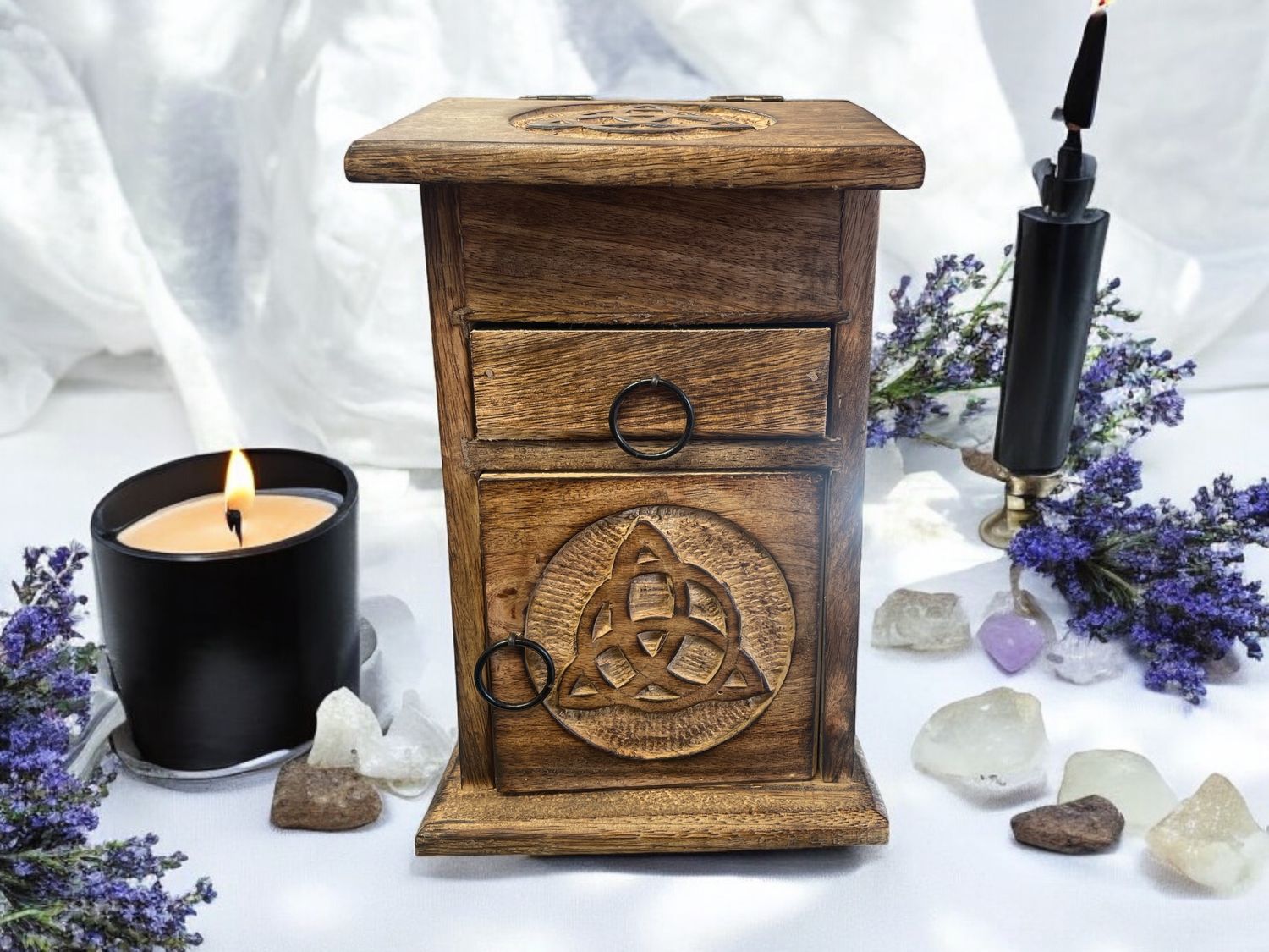 Triquetra Wooden Altar Herb Box