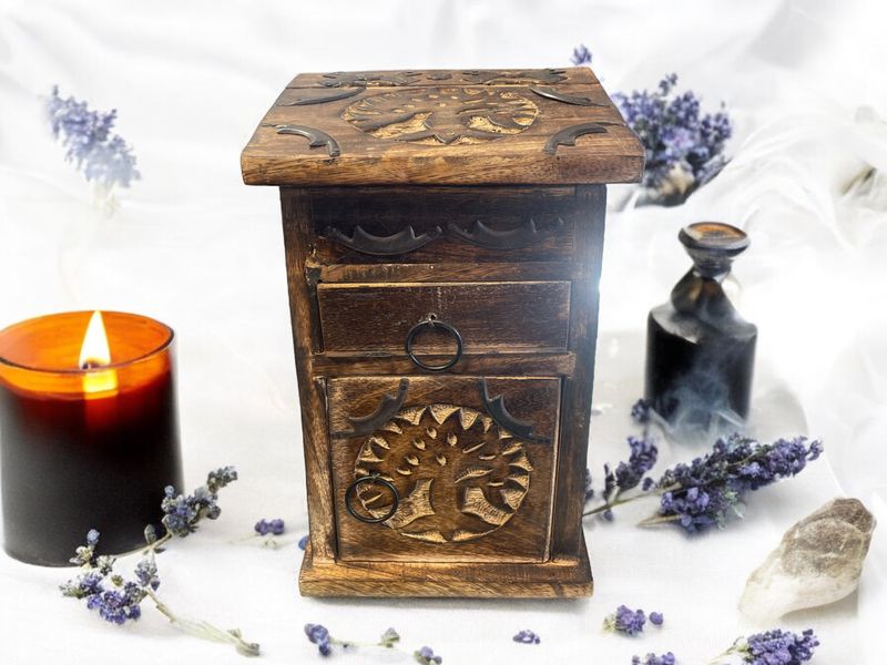 Tree of Life Wooden Altar Herb Box