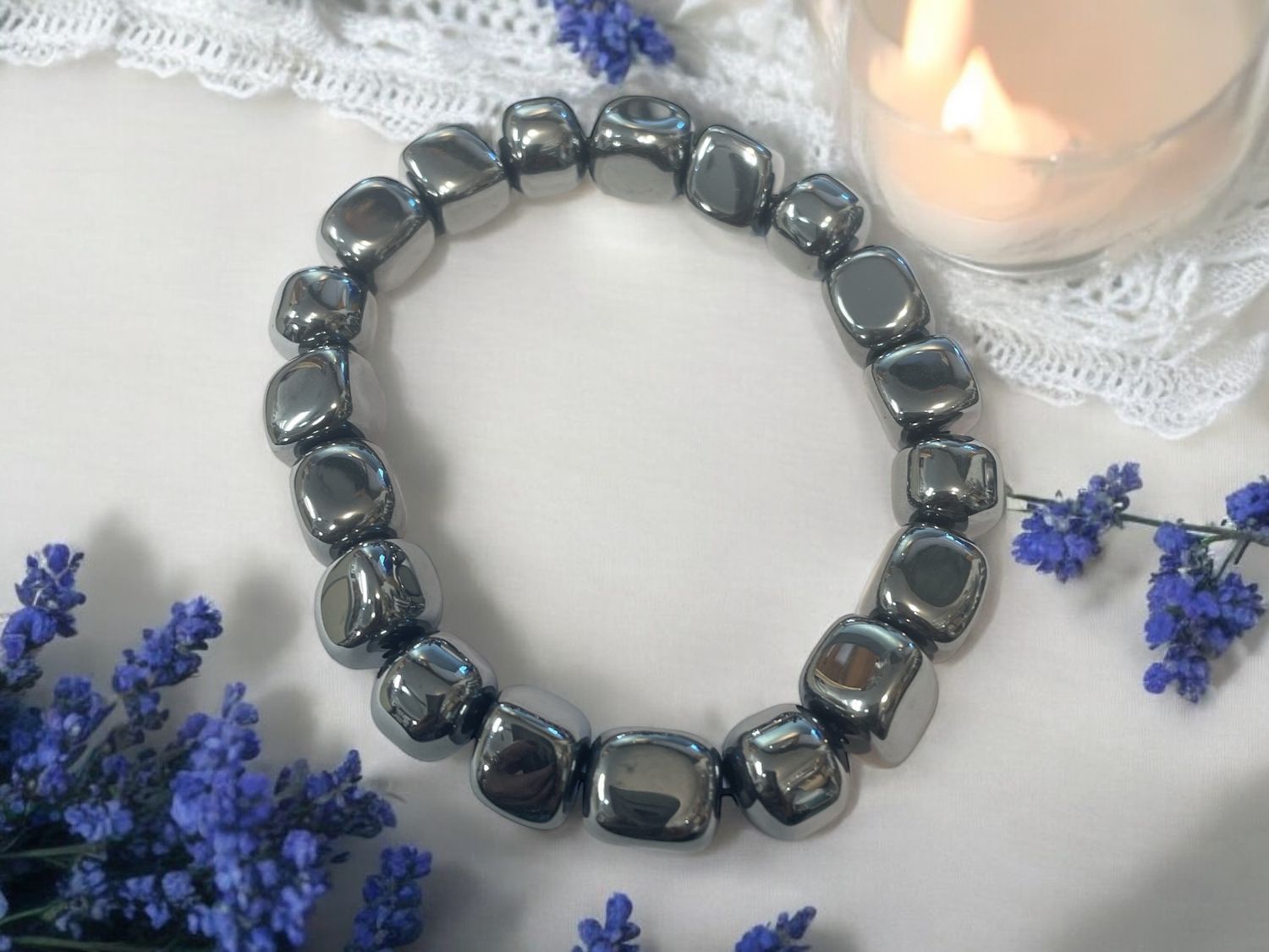 Hematite Tumbled Stone Bracelet 10mm