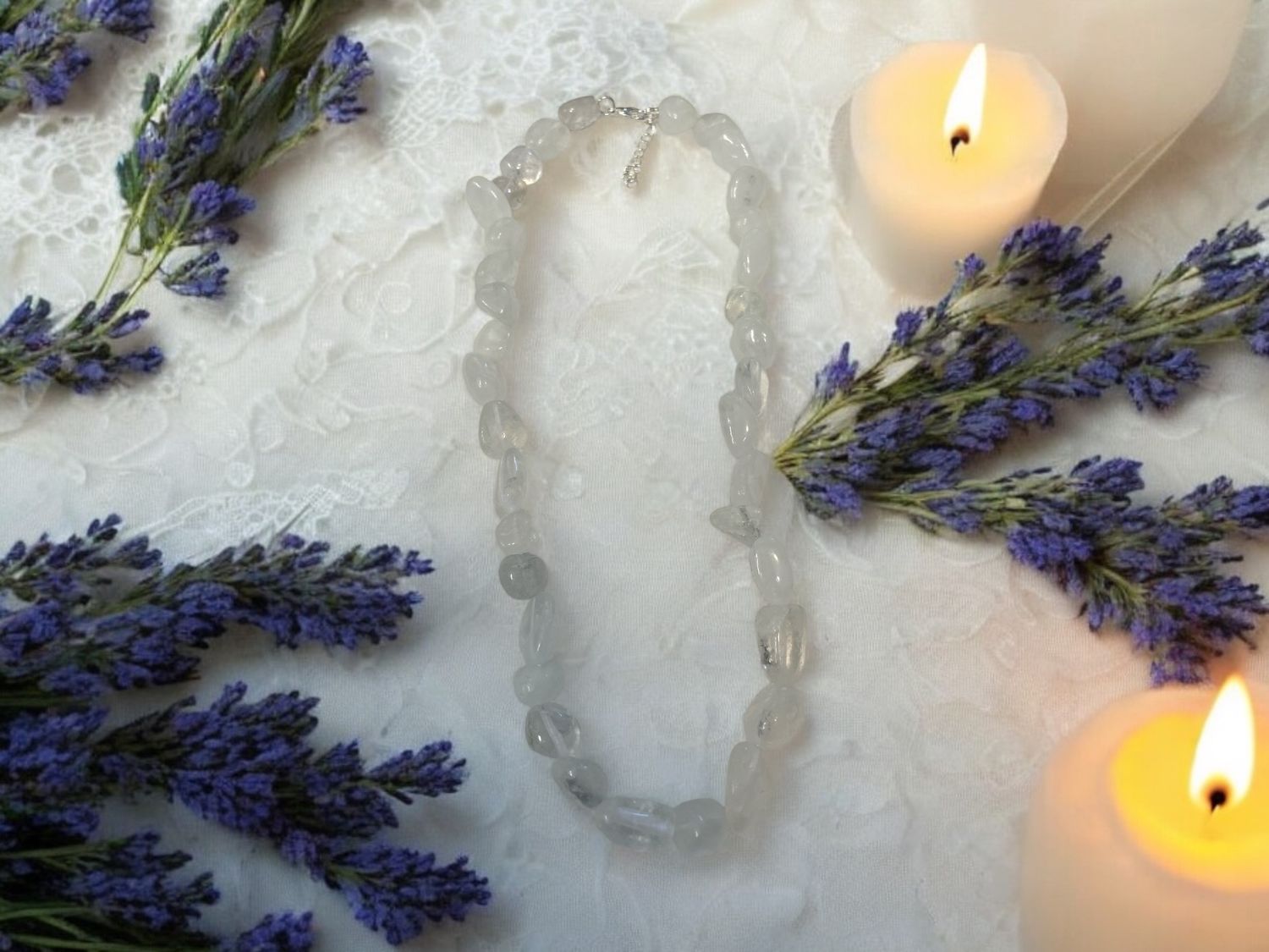 Quartz Tumbled Stone Necklace 16&quot;