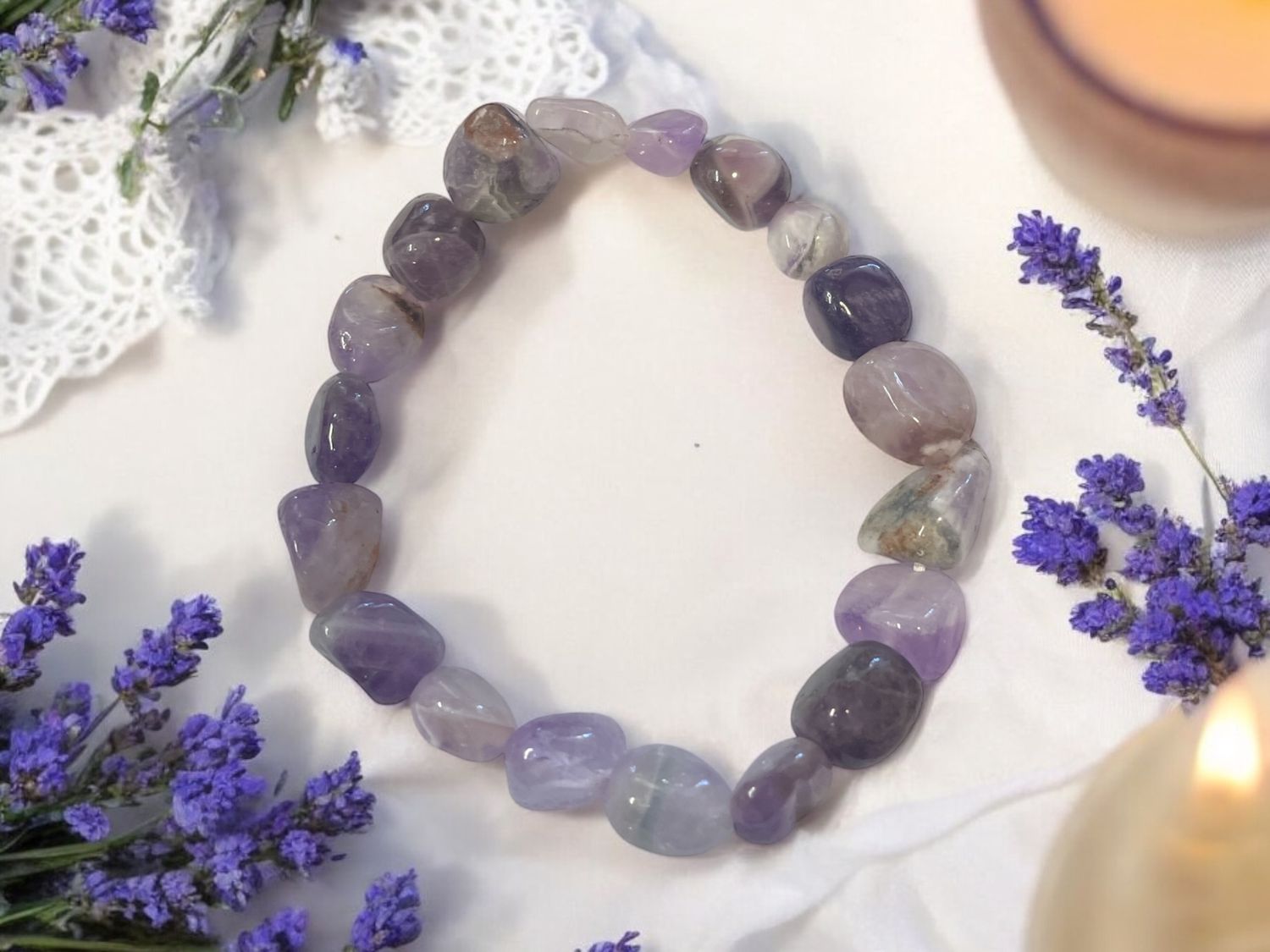 Amethyst Tumbled Stone Bracelet