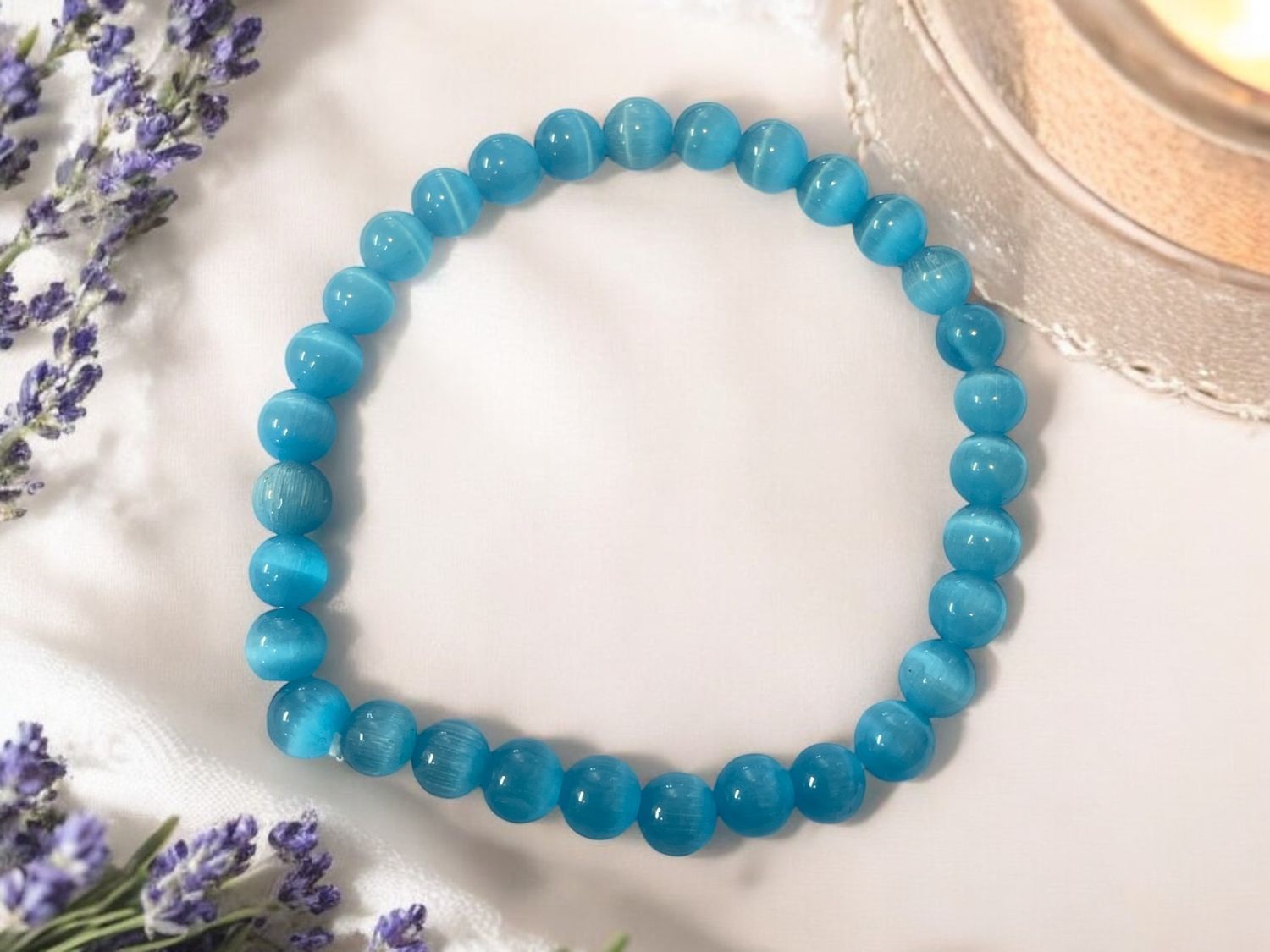 Blue Cats Eye Bracelet 6 mm