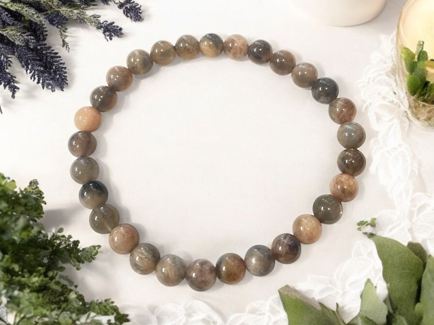 Skeletal Moonstone Bracelet 6 mm