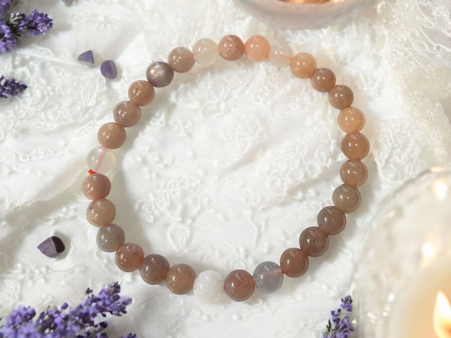 Peach Moonstone Bracelet 6 mm