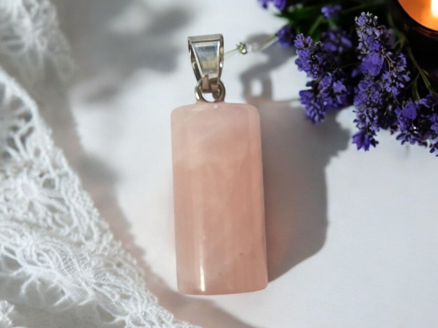 Rose Quartz Cylinder Pendant