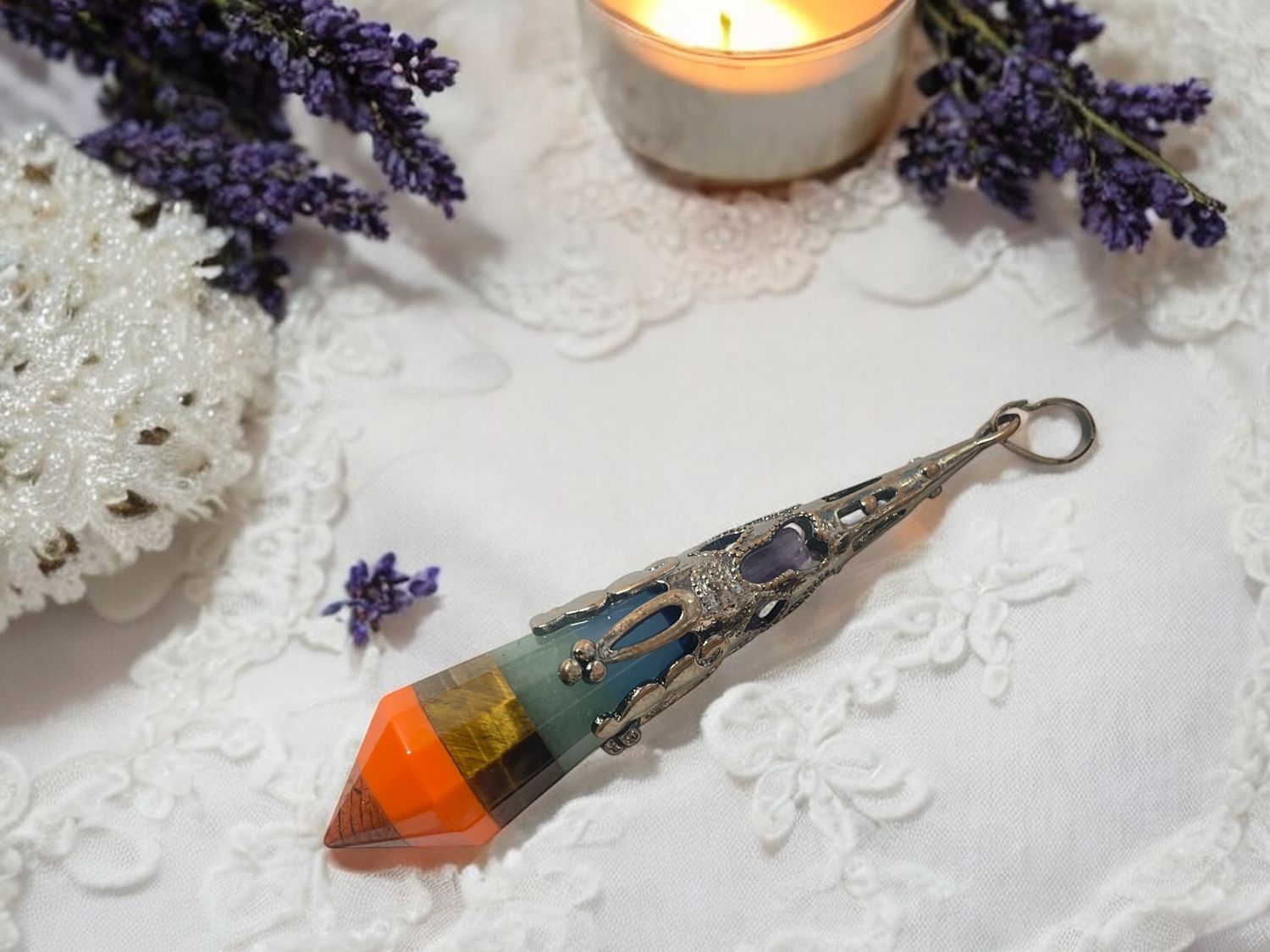 Tear Drop Chakra  Gemstone Pendant