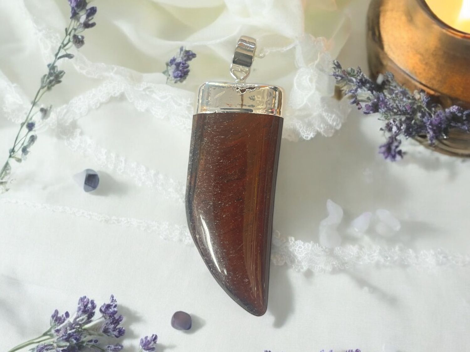 Red Tigers Eye Gemstone Pendant