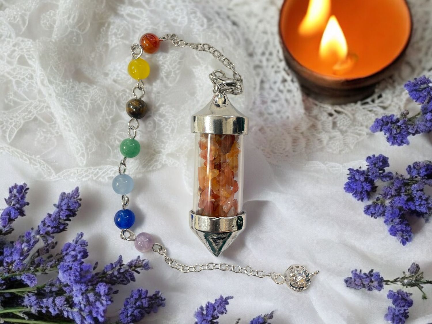Carnelian Pendulum w/ Chakra Chain