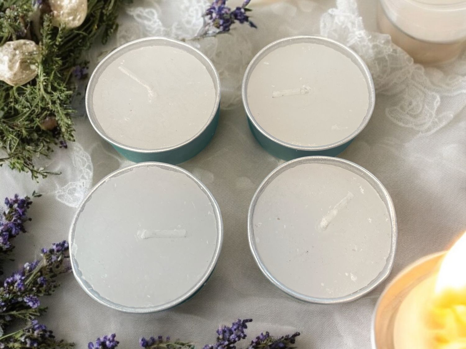 White Unscented tea light candles - 4 count